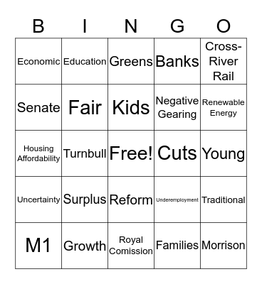 Budget Night  Bingo Card