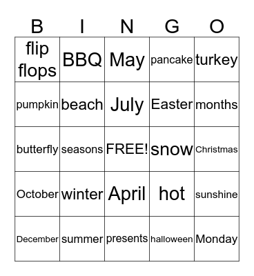 Sequencing Bingo Card