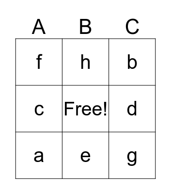 ALPHABET BINGO Card