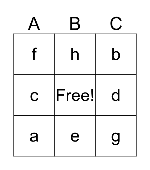 ALPHABET BINGO Card