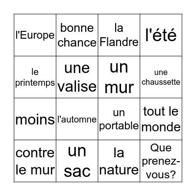 Unité 34/35 Bingo Card