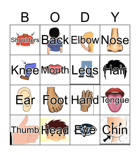 Body Parts Bingo Card