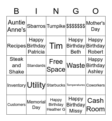South Midway May Bingo Card