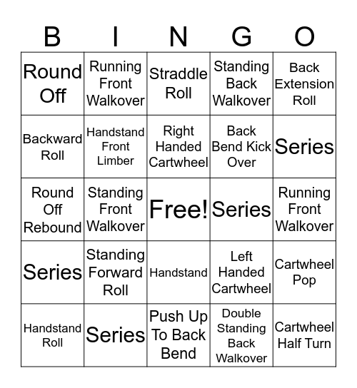 Tumbling Bingo - Level 1 Bingo Card