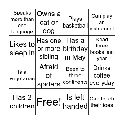 Find someone who... Bingo Card