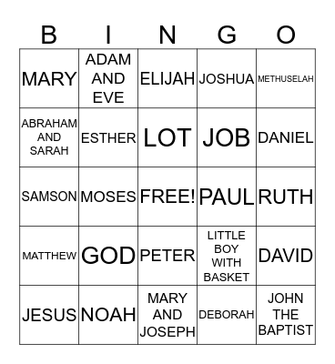 BIBLE BINGO Card