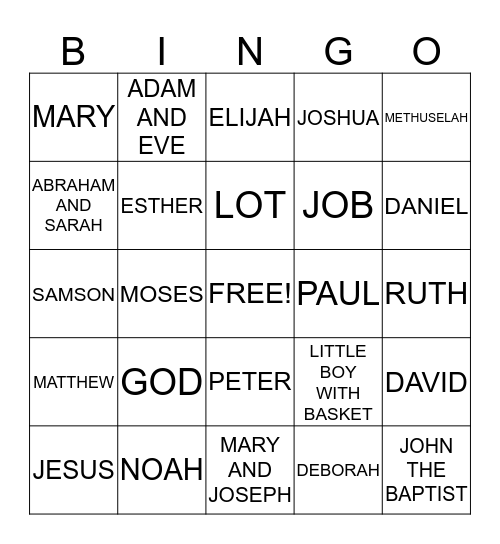 BIBLE BINGO Card