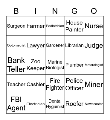 Career Bingo Card