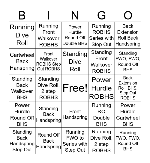 Tumbling Bingo - Level 2 Bingo Card
