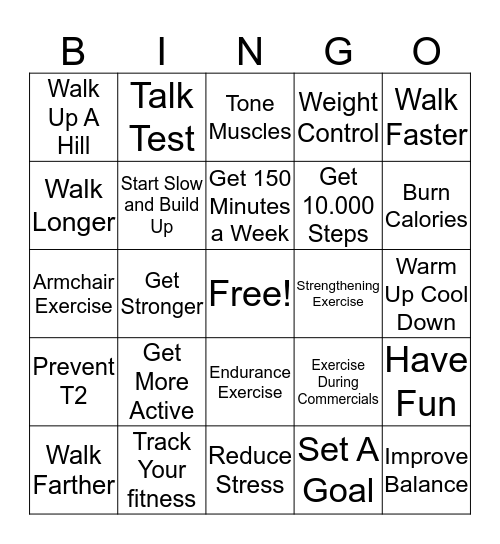 Keep Your Heart Strong - Exercise Bingo Card