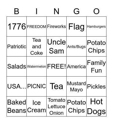 WELCH FAMILY 4TH OF JULY Bingo Card