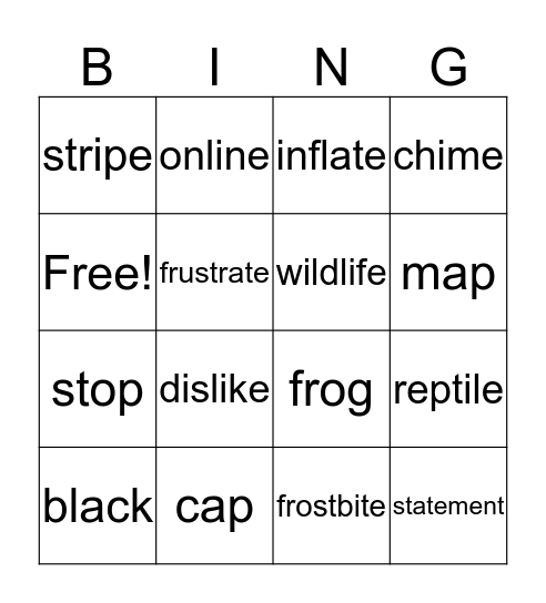 v-e WORDS Bingo Card