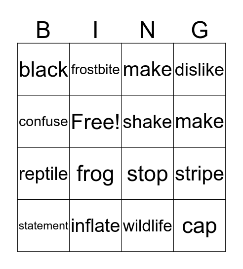 V-E WORDS Bingo Card