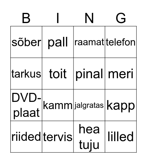 Mida saame osta? Bingo Card