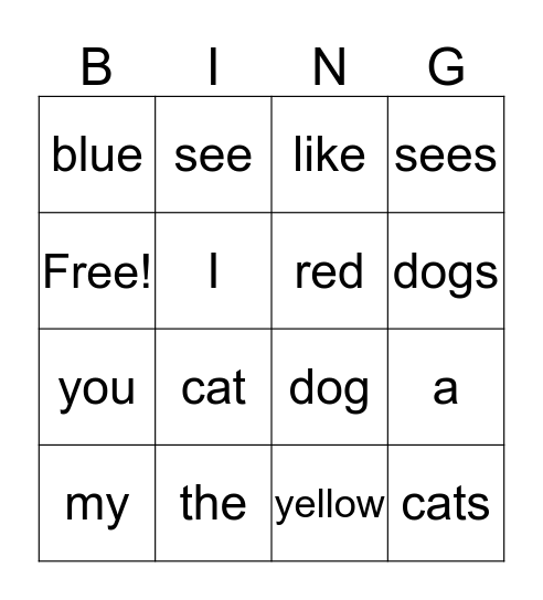 Word  Bingo Card