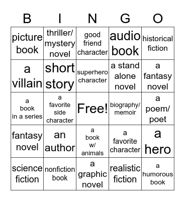 Book Bingo Card