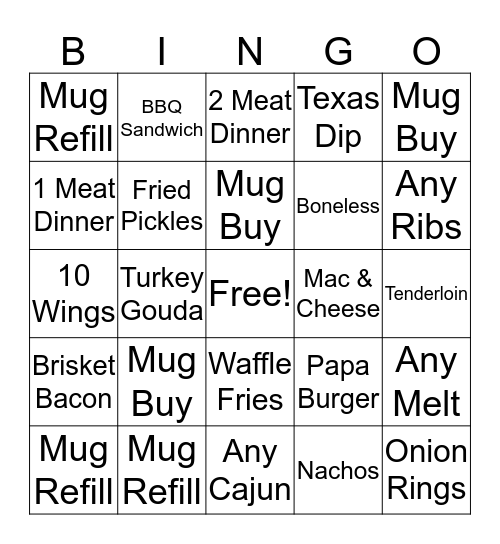 MUG NIGHT!!! Bingo Card