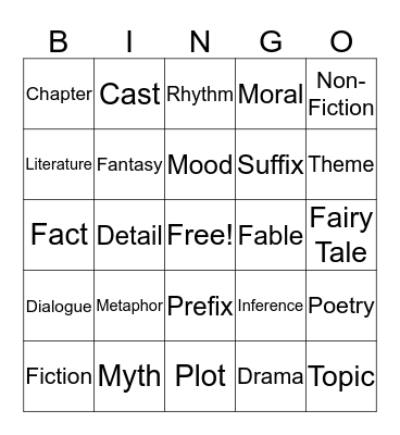 Academic Vocabulary  Bingo Card