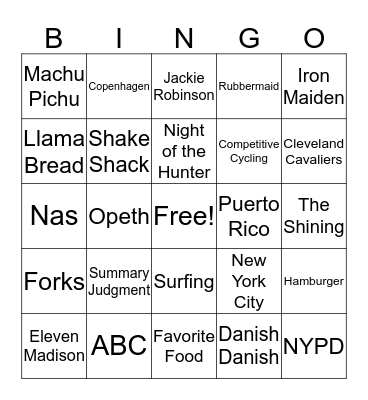 Pearson Legal Bingo Card