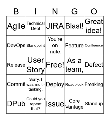 Standup Bingo Card