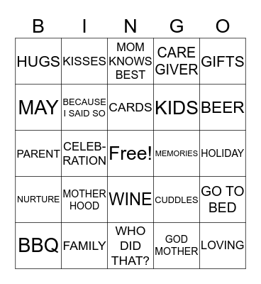 Mother's Day Bingo Card