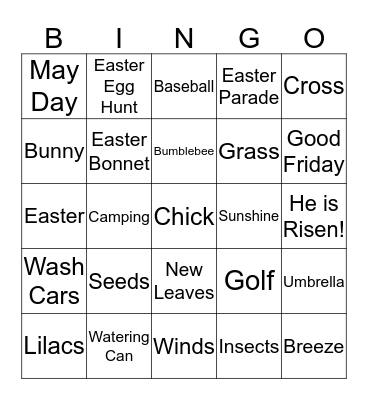 Super Seniors Spring Fling!!  Bingo Card