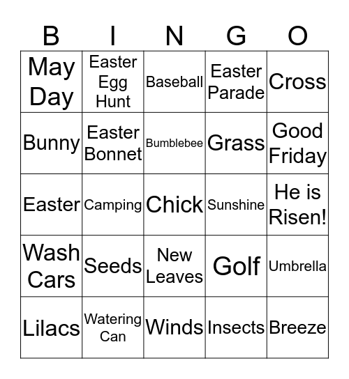 Super Seniors Spring Fling!!  Bingo Card