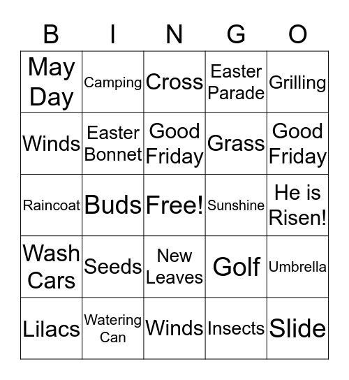 Super Senior Spring Fling Bingo Card