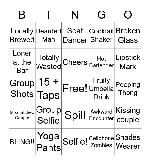 Josh's Pub Crawl Bingo Card