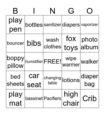 Tania's Baby Shower Bingo!!! Bingo Card