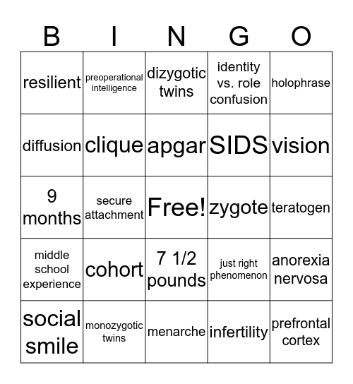 CD 39 Final Bingo Card