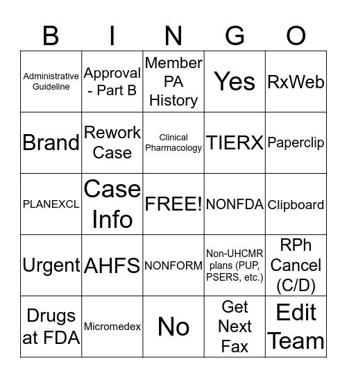 Clinical References/Guidelines/Verbiage/PAS Bingo Card