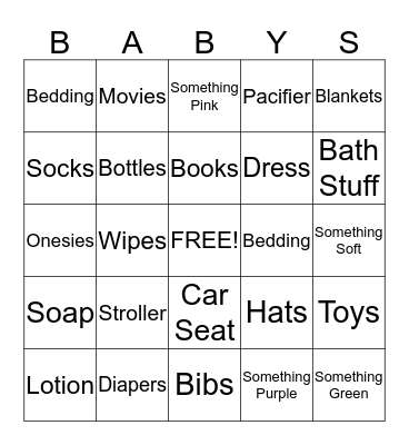 Babys Bingo Card