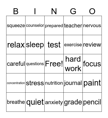 Stress BINGO Card