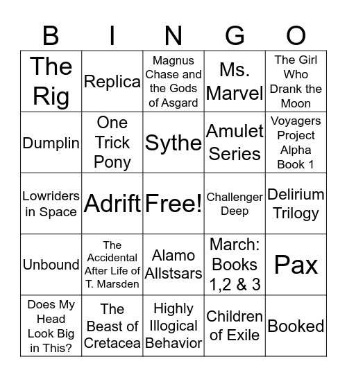 Book Bingo Card