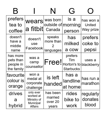 Find Someone Who Bingo Card