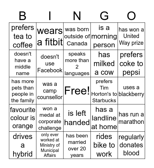 Find Someone Who Bingo Card