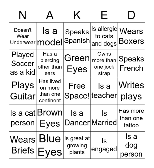 Round 1 - Getting to know you Bingo Card