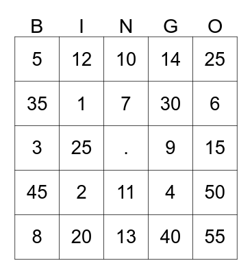 Bingo TIME Bingo Card