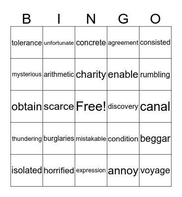 4th grade Bingo Card