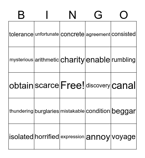 4th grade Bingo Card