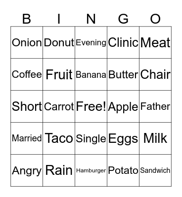 WORD REVIEW Bingo Card