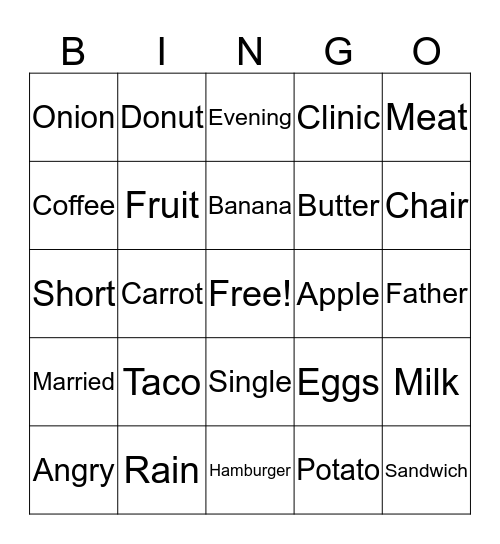 WORD REVIEW Bingo Card