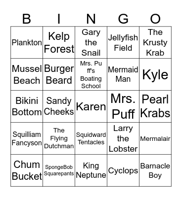 SpongeBob Bingo Card