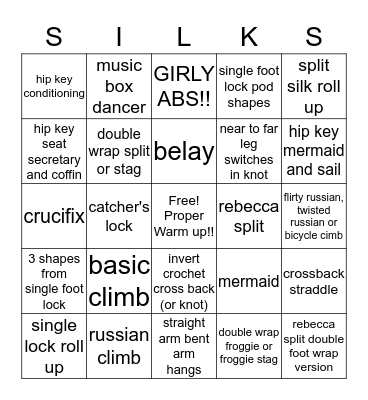 silks fundamentals Bingo Card