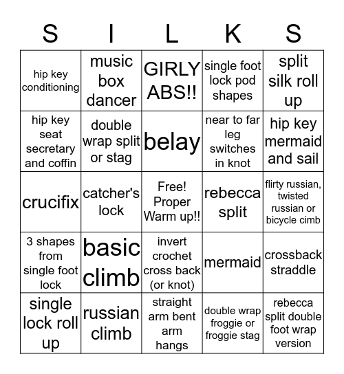 silks fundamentals Bingo Card