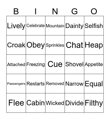 Flocabulary 7-9 Bingo Card