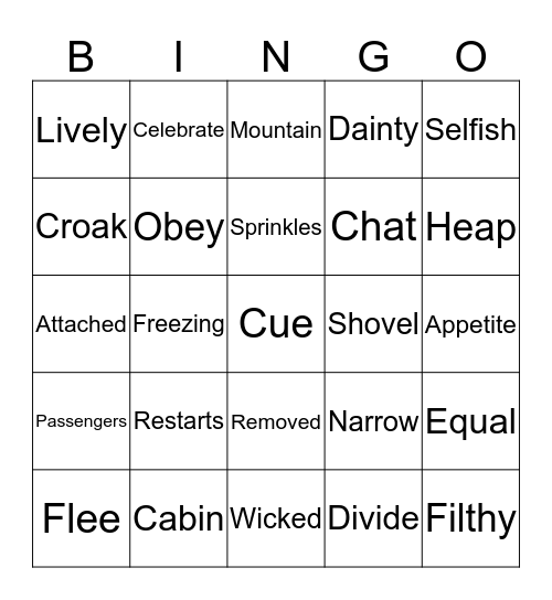 Flocabulary 7-9 Bingo Card