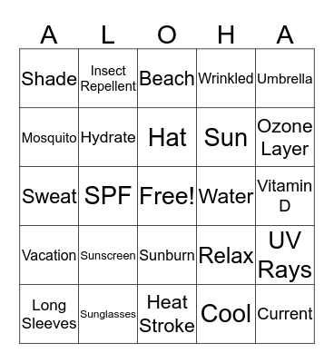 Summer Bingo Card