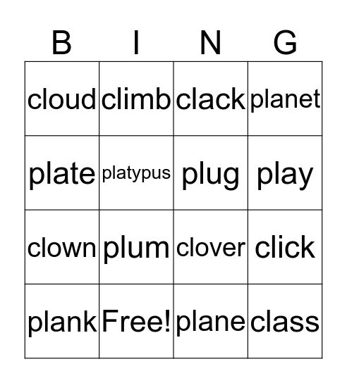 CL and PL Bingo Card